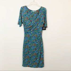 Boden • "Rita" Ruched Jersey Floral Day Dress 10R